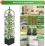 Raised Garden Bed Planter Boxes with Trellis,1pcs 70.9" Self-Watering Tomato Planter Boxes with Trellis for Climbing Vegetables Plants Flowers Tomato,Use for Indoor Outdoor (Black)