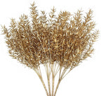 Artificial Plants for Christmas Decor, PASYOU Plastic Grass Fake Shrubs Simulation Sharp Leaves Indoor Outdoor Home Garden Planter Filler Party Hotel Verandah Wedding Faux DIY Decoration - Gold 4 Pack