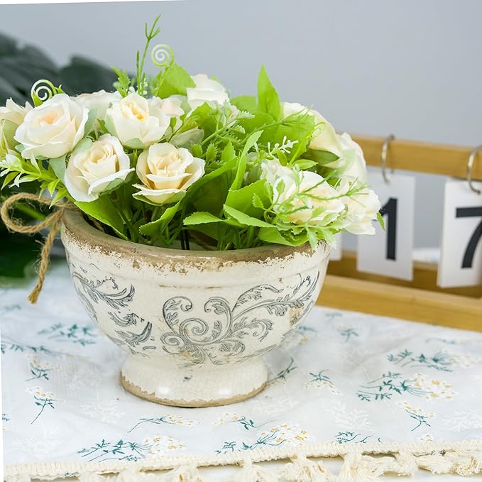 Dosayes Vintage Ice Crackle Grazd Ceramic Flower Pot with Drainage Holes, 4.33 Inch Rustic Planter for Indoor Plants, Outdoor Garden, Farmhouse Gift Tuscan Decor (Gray)