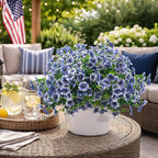 20 Bundles Artificial Flowers for Outdoors, UV Resistant Fake Plants Flowers Greenery Shrubs Plants for Decoration Outside Plants Hanging Planter Home Garden Decor (Blue)