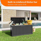 PatioZen 90 Gallon Resin Deck Box, Lockable Patio Outdoor Storage Box for Furniture, Garden Tools and Tools Storage, Waterproof Outside Storage Box - Black