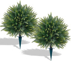 2 Pack Artificial Cedar Topiary Trees with Ground Spike, Fake Pine Shrubs Bushes, UV Resistant Faux Evergreen Cypress Tree Plants for Indoor Outdoor Planters Front Porch