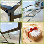 8x14 FT Greenhouse for Outdoors, Polycarbonate Greenhouse with Quick Setup Structure and Roof Vent, Aluminum Large Walk-in Green House for Outside Garden Backyard, Charcoal Black