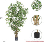 Bailikang Artificial Ficus Tree Indoor 8ft, Large Potted Faux Tree with Realistic Silk Leaves & Trunk for Home Office, Living Room Corner Decor