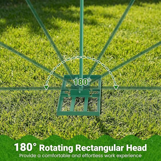 Goplus Lawn Leveling Rake, 30" x 10" Heavy Duty Level Lawn Tool w/ Ergonomic Handle for Soil, Effort-Saving Landscape Rake for Garden, Backyard, Golf Course, Farm, Pasture (Green)