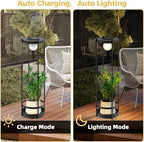 Outdoor Solar Floor Lamp 2-Pack with Plant Stands – Tall Solar Powered Patio & Garden Floor Lamps, Waterproof Standing Lights for Yard, Porch & Outdoor Décor (35.5" H - 2Pack)