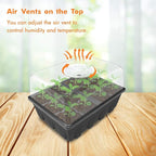 Gardzen 3 Pack Seed Starter Tray Germination Kit, Seed Starter Kit with Adjustable Humidity Dome, Plant Growing Kit 6.6" x 4.5" (12-Cell per Tray), Clear