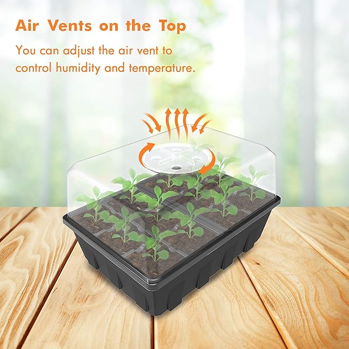 Gardzen 20 Pack Seed Starting Tray, Plant Germination Trays, Seed Starter Kit with Adjustable Humidity Vented Dome, Plant Growing Kit 6.6" x 4.5", Total 240-Cell, Clear
