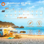 addlon 100FT(2FT) Solar String Lights Outdoor Waterproof with 6W Panel USB Charing & Remote Control Patio Lights Long Last for 20+Hrs Dimmable Solar Power LED Bulbs for Porch Garden Market Bistro