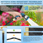 Non-Expanding Garden Hose 25 ft, Kink Free Flexible Water Hose with 10-Pattern Spray Nozzle, Lightweight Hose Pipe, Leak Proof, 3/4" Swivel Connectors, Super Fabric, Portable Storage Strap