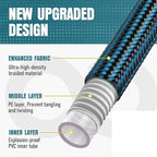 25FT Ultra-Flexible Garden Hose, No-Kink No-Twist Design with 7-Function Spray Nozzle, All-Weather Puncture Proof Lightweight Hose for Gardening, Patio and Car Wash(black+blue 25FT)