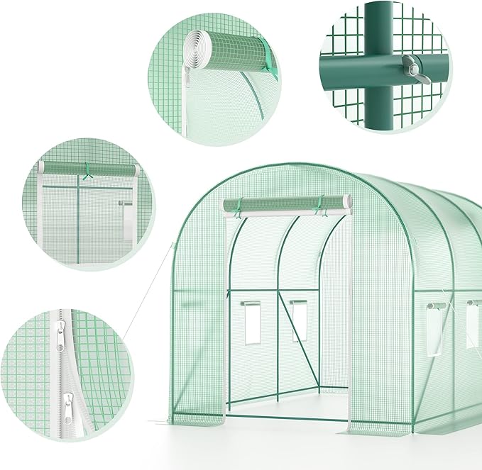Outdoor Greenhouse with Screen Door,Outside Heavy Duty Walk in Green House for Garden Plants UV Protection Thermostatic Waterproof 10x7x7 FT