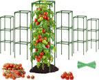 6 Pack Square Tomato Cages for Garden, 45 Inch Adjustable Tomato Stakes, Metal Tomato Trellis, Garden Plant Support for Potted Climbing Plants, Vegetables Flowers Fruits, Raised Garden Bed