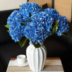 DUYONE 3PCS 22 inch Realistic Artificial Hydrangea Large Flowers Artificial Flowers Dry Flowers Outdoor Wedding Christmas Office Family Party Living Room Table Decoration (Dark Blue)