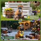 Solar Dog Outdoor Garden Statue with Lantern, French Bulldog Figurine with LED Lights, Lawn Decor for Patio, Yard Ornament, Unique Mother's Day Birthday Gift for Women Mom Gardener