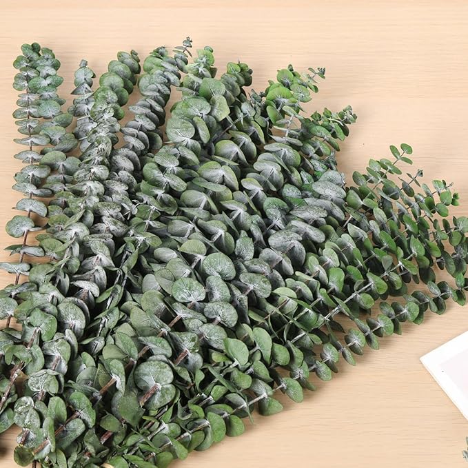 30 Pcs Dried Eucalyptus Stems for Shower, 17'' Natural Real Live Eucalyptus Leaves Branches Hanging Shower Plant for SPA Home Fragrance Bathroom Table Vase Décor