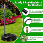 60 Ft Drip Irrigation System for Garden - Drip Irrigation Kit with 19 360°Adjustable Copper Nozzles Hose, Automatic Atomizing Plant Watering Sprinkler System for Yard, Lawn, Greenhouse, Potted