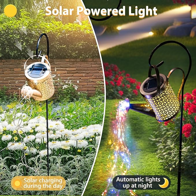 SRNPMIU Solar Watering_Can Light, Solar Yard Decorations Outdoor, Garden Decor Lights, IP65 Waterproof Hanging Lantern Lights, Flower Bed Decor, Gifts for Grandma, Women, Mom