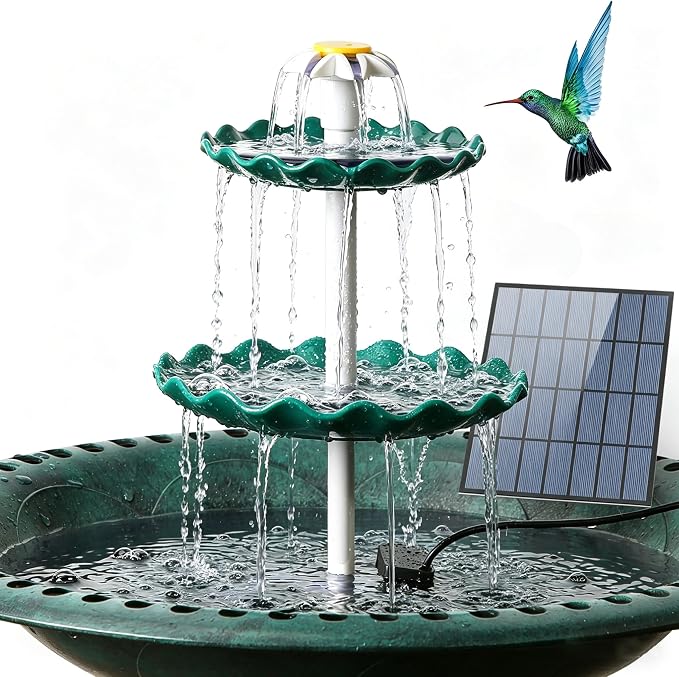 AISITIN 3 Tier Solar Bird Bath Fountain with 3.5W Solar Water Pump, DIY Outdoor Water Feature for Garden, Patio, Backyard - Attracts Wild Birds, Also Works as Bird Feeder & Fish Tank Circulation Pump