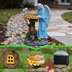 Voveexy Solar Garden Statue, Angel Outdoor Decor with Color Changing Light Garden Figurine Sunflower Outdoor Statue Waterproof Sculpture Lawn Ornament for Patio Backyard Christmas Birthday Present