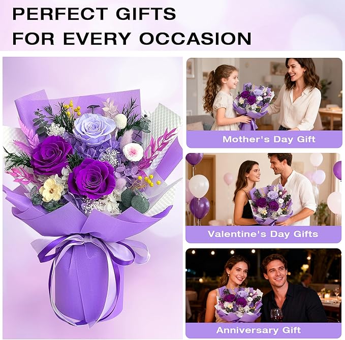 Vrioca Flowers for Delivery, Preserved Flowers Bouquets, Birthday Gifts for Women Mom