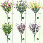 ATTGREAT Artificial Spring Flowers Outdoors UV Resistant Fake Greenery Plants Realistic Plastic Flowers Outside Faux Silk Wildflowers for Home Planter Porch Garden Decor, 12 Bundles (Multicolor)