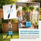 High Reach Plant Waterer with Spray Can - Electric Water Sprayer with Telescopic Wand and Water Hose, 180° Adjustable Nozzle 5L Watering Can for High Hanging Plants
