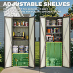 Patiowell 28 Cuft Outdoor Storage Shed with Adjustable Shelves, Metal Vertical Storage Cabinet with Lockable Door, Outdoor Waterproof Tool Garden Shed for Backyard Lawn Patio, Black