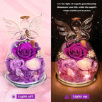 Gifts for Mom Birthday Gifts for Women Preserved Rose Forever Flower in Glass Angel Figurines Fresh Flowers for Delivery Anniversary Mothers Day Real Colorful Roses for Grandma Her Wife from Daughter