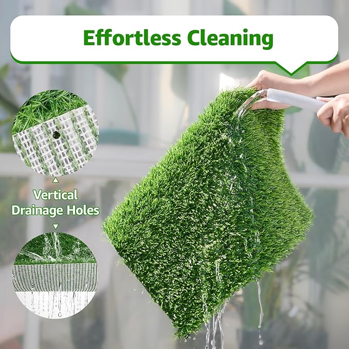 Artificial Turf Grass Outdoor: Grass Pad for Dogs Indoor Potty Training, Replacement Turf Rug for Patio Balcony Lawn Apartment Decoration, Easy to Clean with Drainage Holes(18x28 inch)