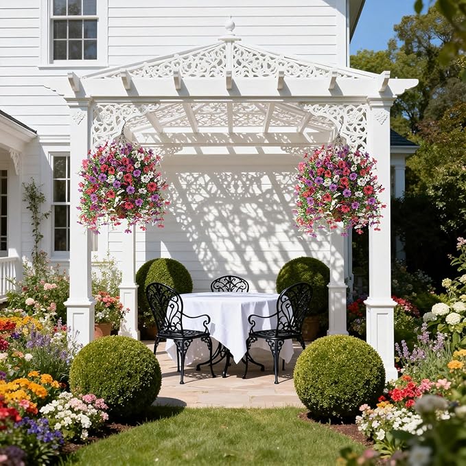 INQCMY 2Pcs Artificial Fake Hanging Flowers for Outdoors UV Resistant Artificial Plants for Spring Summer Decor Look Real Faux Flowers for Outside Home Planter Porch Patio Decor