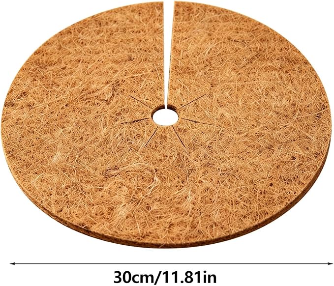 Coconut Coir Mulch Mat, 11.8 in Round Weed Barrier Disc, Natural Biodegradable Coco Fiber Tree Protection Mat, Moisture Retention Mulch Ring for Indoor Outdoor Garden Plants Landscaping, Multi-Count