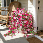 Fake Artificial Hanging Flowers for Outdoors Fake Plants Decoration, 2 Bundles Faux Silk Colorful Daisy Eucalyptus Realistic UV Resistant for Outside Home Planter Porch Patio Yard Decor(Rose Pink)
