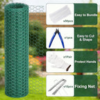 16ftx11.8In Plant Protectors from Animals,Plant Cages for Outdoor Plants,Wire Plant Protector Cage,Wire Plant Protector,Chicken Wire Cloche with Ground Stakes & Nylon Ties Protect Plants from Animals