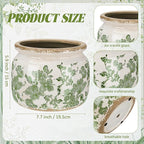 7.7" Large Ceramic Plant Pot Beige Green Vintage Floral Crackle Glaze Rustic Flowers Pot Decorative Planter with Drainage for Indoor Outdoor Plants Home Kitchen Office Decor Gift