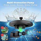 AISITIN 2.5W Solar Bird Bath Fountain Pump, Solar Fountain Pump for Bird Bath with 6 Nozzles, 6.7" Solar Powered Water Fountain Pump for Garden, Ponds, Pool, Fish Tank, Aquarium and Outdoor