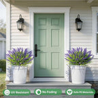 Gipsot 14 Bundles UV Resistant No-Fade Outdoor Artificial Plants & Flowers, Adjustable Height Fake Lavender Flowers Indoor & Outdoor Decor for Garden Patio Pathway Hanging Planter Front Porch