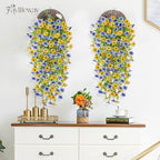 Artificial Hanging Flowers for Outdoors Spring Summer Decoration, 4PCS UV Resistant Silk Fake Hanging Plants for Patio Porch Front Yard Window Garden Indoor Decor(Blue&Yellow,4PCS)