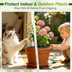 Cuttable Plant Pot Grid,15.7" W x 63" L Plant Pot Soil Covers Protectors from Animals,Black Cat Proof Houseplant Protector with Cable Ties & Ground Spikes,Fits All Pot Shapes