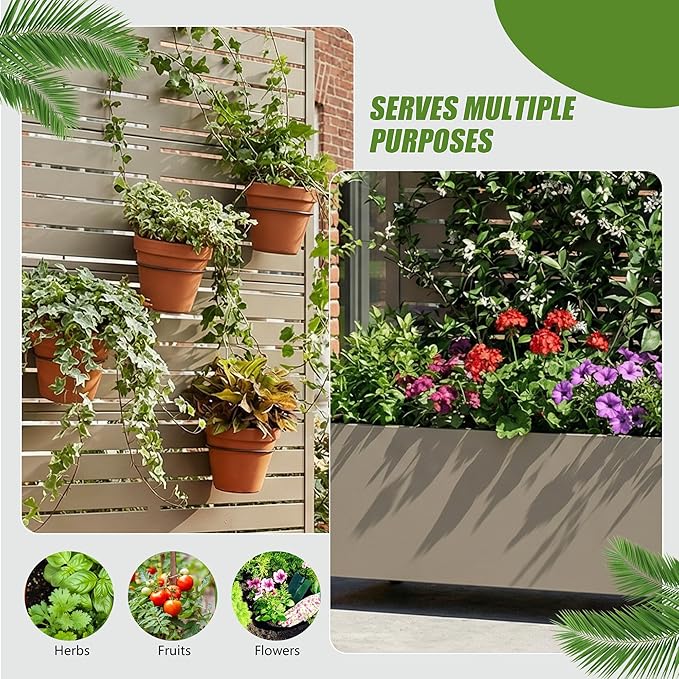 Casaphoria Metal Raised Garden Bed with Trellis and Wheels, 72"x35"x16" Planter Box for Climbing Plants, Vegetables & Vines, Features Drainage Holes and Privacy Screen, Green-Louvered