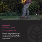 Yard Butler Manual Lawn Coring Aerator, ID-6C - Lawn Care Tool for Aerating - Long-Handled - Power-Coated Steel Construction - Comfortable Cushioned Handles Garden Tool - Easy to Use
