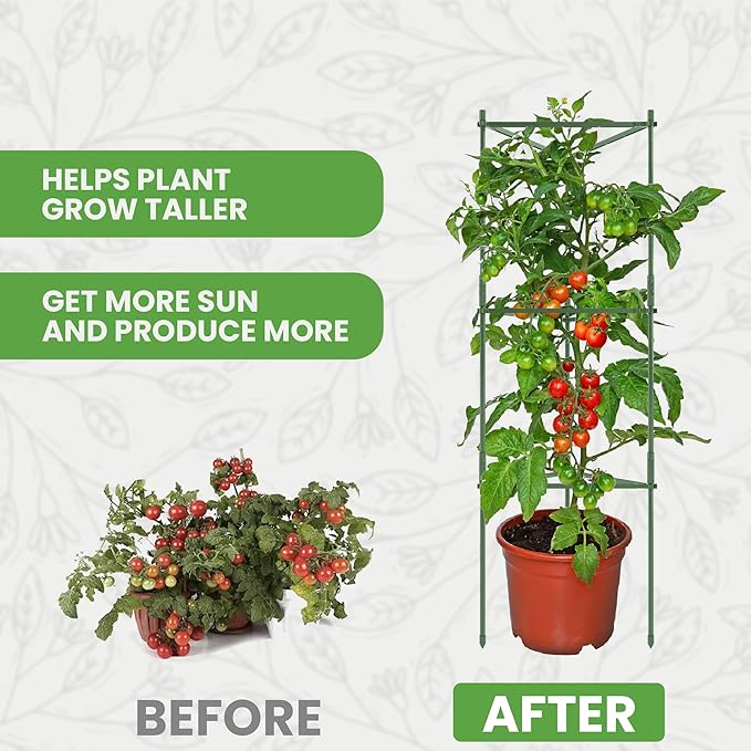 Tomato Cage - Large Trellis Stakes and Plant Support Structures for Vegetables and Climbing Plants - Tall Tomato Cages for Garden, Pots, Raised Garden Bed Outdoor Supplies (1 Pack - Up to 48")