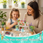 Make It Miniature Botanicals Kit - Mini Plants Collectibles with Flowers, Bouquets, Bonsai, Succulent, Garden, Wooden Display Stand - DIY Crafts Toy Gifts for Kids 6+, Collectors, Decoration