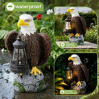 Jesokiibo 250th Anniversary USA Bald Eagle Statue with Solar Light, USA 250th Anniversary Merchandise Garden Decor Sculptures Statues Outdoor, Yard & Lawn Figurine,Bald Eagle Gift for Men