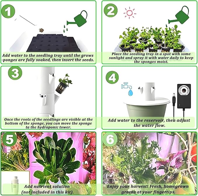 Hydroponic Tower Growing Kits, Vertical Hydroponic Grow, Automatic Water Circulation System,20/28/36 Pods Hydroponics Growing System Kit, for Herbs and Vegetables 9Layer-WithLight