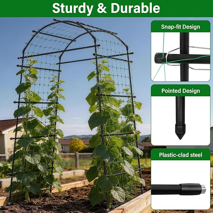 Garden Arch Trellis for Climbing Plants, Adjustable Tunnel Trellis 7.4FT Tall & 2.8 FT Depth, Metal Plant Support Garden Trellis Arch for Outdoor Climbing Vine,Vegetable, Fruit, Flower