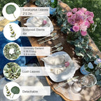 Ouddy Decor Eucalyptus Garland 6.56 Ft Lush Silver Dollar Leaves Boxwood Artificial Faux Greenery Vines for Baby Shower Wedding Party Table Runner Room Home Mantle Decor