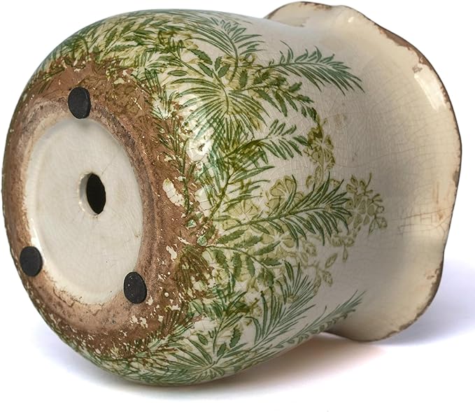 Dosayes Rustic Ceramic Planter, 6 Inch Tuscan Vintage Flower Pot with Drainage, Farmhouse Garden Pot for Indoor Plants, Kitchen & Garden Tuscan Decor, Plant Lover Gift (Grass Green)