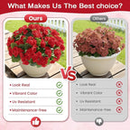 Alupssuc 8Pcs Artificial Geranium Flowers for Outdoors Decoration Silk Floral, UV Resistant Fake Plants, Faux Flower for Porch Garden Table Centerpieces Home Indoor Outside Spring Decor(8, Red)