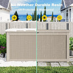 261 Gallon Outdoor Deck Box, Lockable Waterproof Outdoor Storage Boxes For Garden Tools,Indoor Cushions,Accessories Outside Storage Resin Weatherproof Container(Grey)
